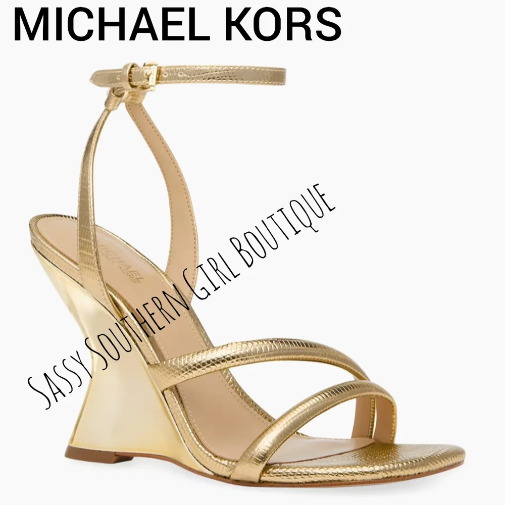 🆕⭐ Micheal Kors Gold Wedge Sandals